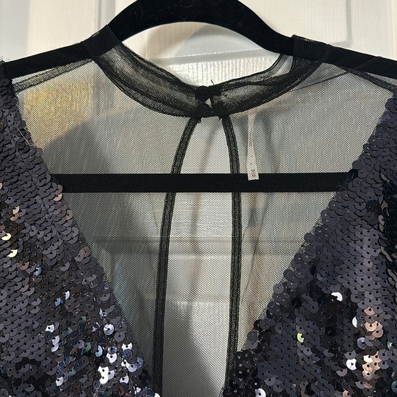 NWOT Women’s Free People Dance Till Dawn Black Sequin Fit & Flare Mini Dress - Picture 5 of 11